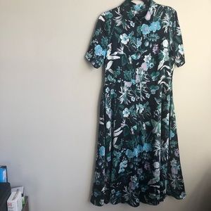 BANANA REPUBLIC Dark Floral Satin Shirt dress